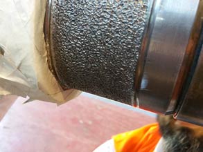 Damaged shaft following surface preparation Damaged shaft following surface preparation